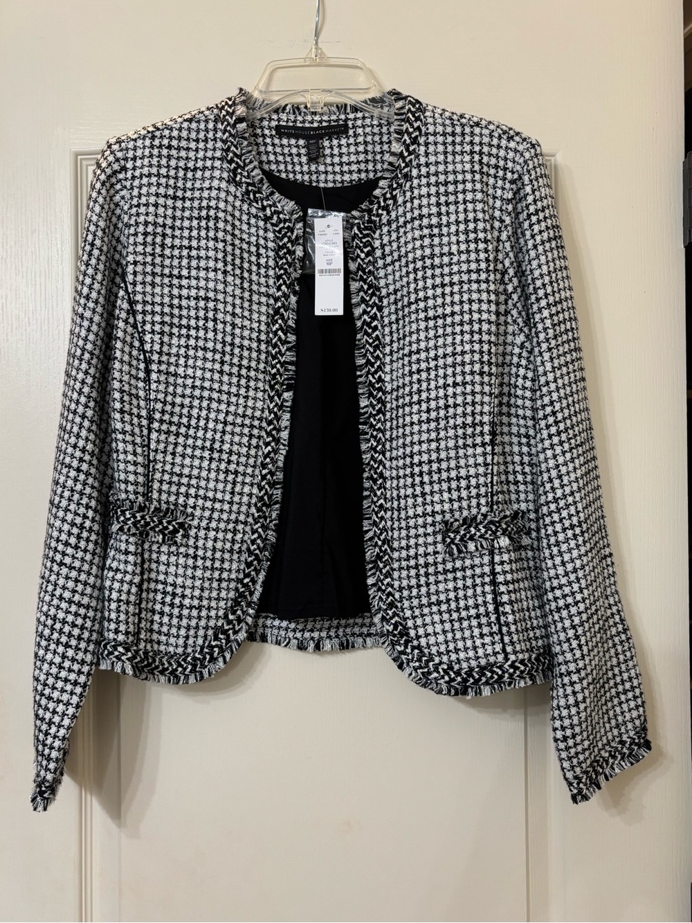 White House Black Market Black & White Houndstooth Tweed Jacket